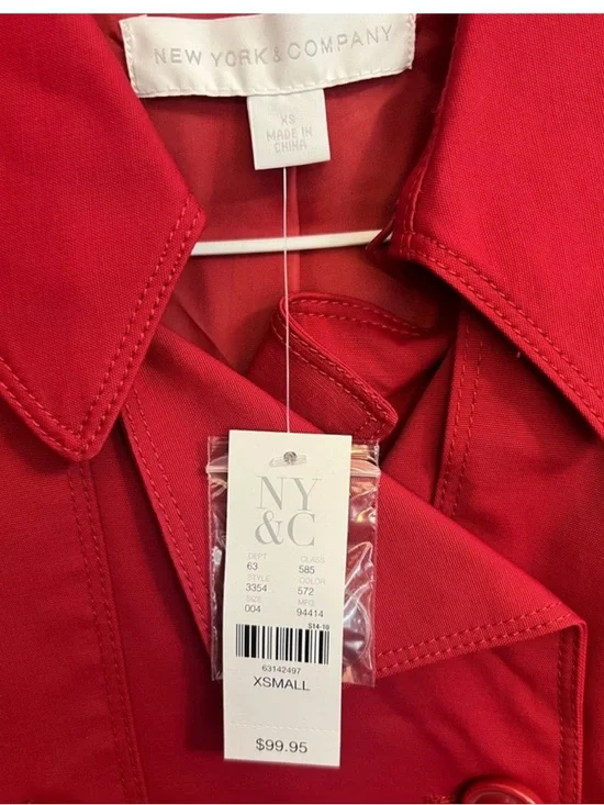 NY&Co 🔥 Red Hot Double-Breasted Belted Trench Coat - Picture 3 of 6